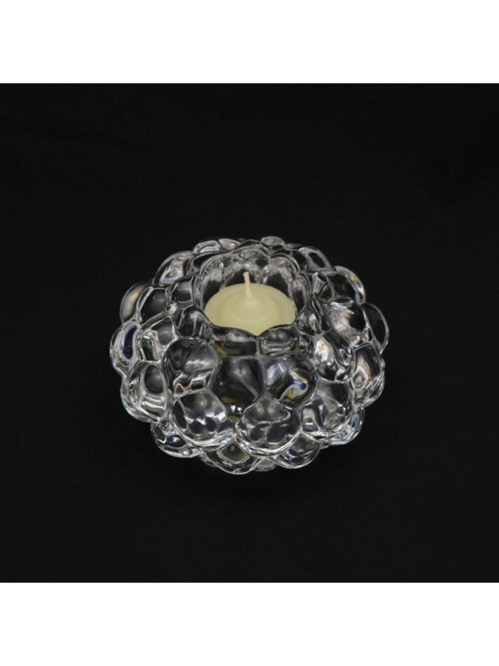 Orrefors Sweden Hallon Raspberry Crystal Votive Candle Holder Tealight Signed